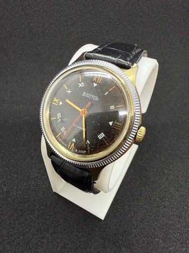 Vintage Vostok Gold USSR Black Dial Mechanical Men's Watch 17 Jewels
