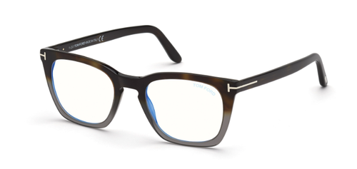 Tom Ford FT5736-B 055 Havana/Monocolor Blue Block Lenses Square Men's Eyeglasses - Imagen 1 de 7