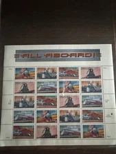 Scott #3333-37 All Aboard American Trains Sheet of 20 33¢ Stamps (1999)