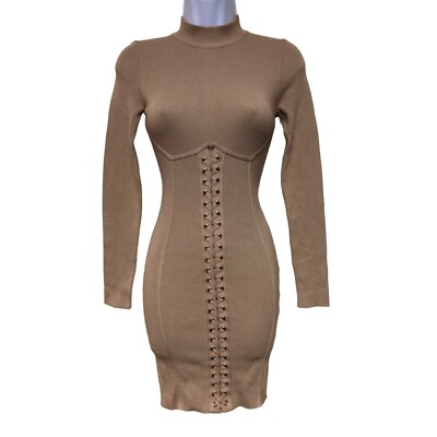 knitted dress camel MOLLY'S MOCK NECK SWEATER DRESS- Deep Camel Small main image 1