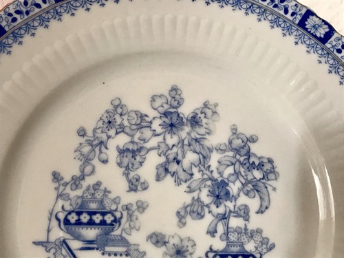 Antik Art Déco Porzellan Kuchenplatte Kuchenteller China Blau - Bild 8 von 20