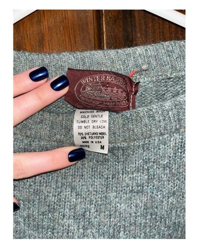 Vintage Winter Harbour Made in USA Pullover Wolle Salbeigrün - Bild 5 von 5