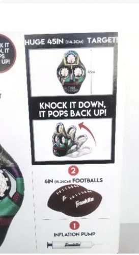 Franklin Inflatable Football Target. 2 Footballs & Inflation Pump. - Picture 2 of 3