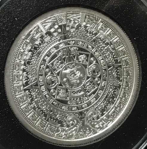 CALENDARIO/JEFE AZTECA CUAUHTÉMOC, 2 oz. PLATA ARTE REDONDO, PLATA FINA .999! - Imagen 5 de 10