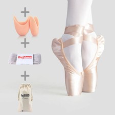 Women Ballet Dance Shoes Child and Adult Ballet Pointe Dance Shoes with Ribbons