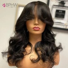 Body Wave Human Hair Wigs with Bangs Wig Brazilian Hair Machine Made Wigs