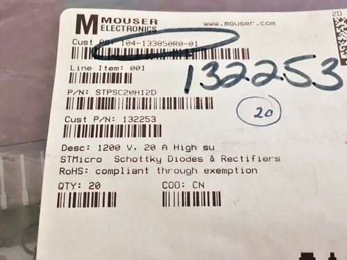 4pc STPSC20H12D STMicroelectronics   Diode 1200 V 20A Through Hole TO-220AC - Bild 2 von 4