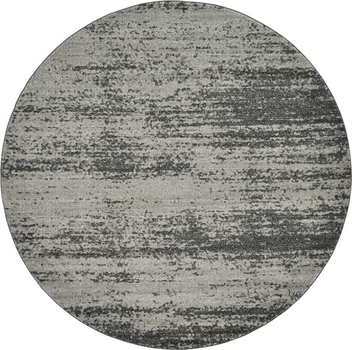 8' x 8' Dark Gray New Round Rug H Home Decorative Art Soft Carpet Collectible - Picture 4 of 4