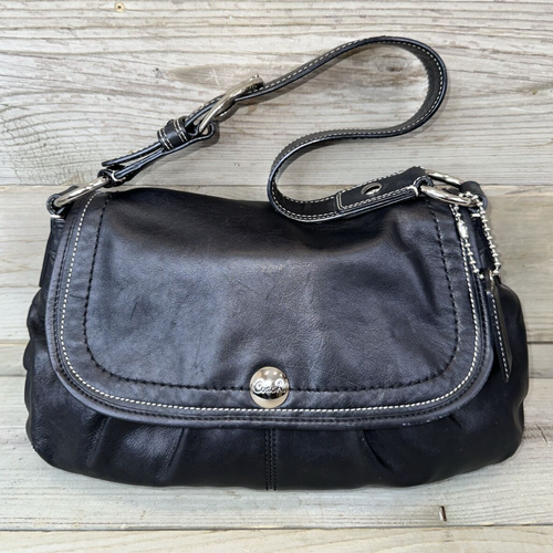 Coach Leather Black Pleated SoHo Shoulder Bag Pre Owned Silver Hardware F13729