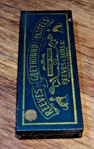 Vintage Reeves Greyhound Pastels Ad Litho Tin Box Art Old Tin - RARE - Picture 2 of 8