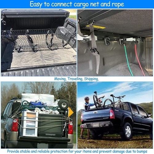 2Pcs Truck Bed Tie Down Hooks Deck Rail for 2005-2021 2022 Toyota Tacoma Tundra - Picture 11 of 11