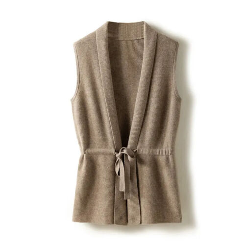 Herbst neu V-Ausschnitt Krawatte Weste Weste Damen kurz Strick Cardigan Mantel Pullover - Bild 3 von 16