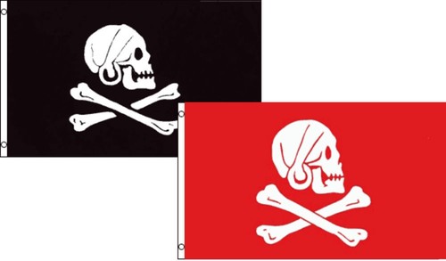 3x5 3'x5' Wholesale Combo Jolly Roger Pirate Avery Black & Red Flags Flag - Picture 1 of 2