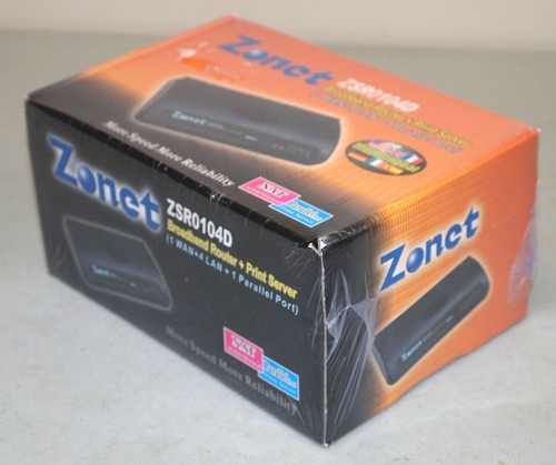 New! Sealed! Vtg ZONET #ZSR0104D 4-Port 10/100 "WIRED COMPUTER BROADBAND ROUTER" - Picture 3 of 3