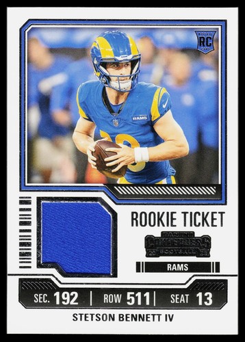 Parche de boleto de novato Stetson Bennett IV 2023 Panini Contenders MEM, RC LA RAMS - Imagen 1 de 2