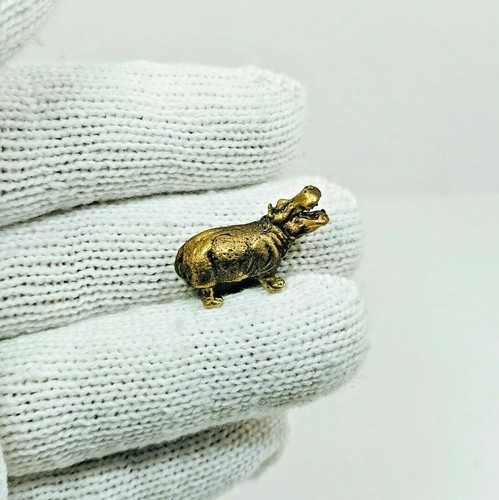 Miniatur Nilpferd Messing Sammlerfigur Handarbeit Kunst Metallarbeiten - Bild 4 von 9