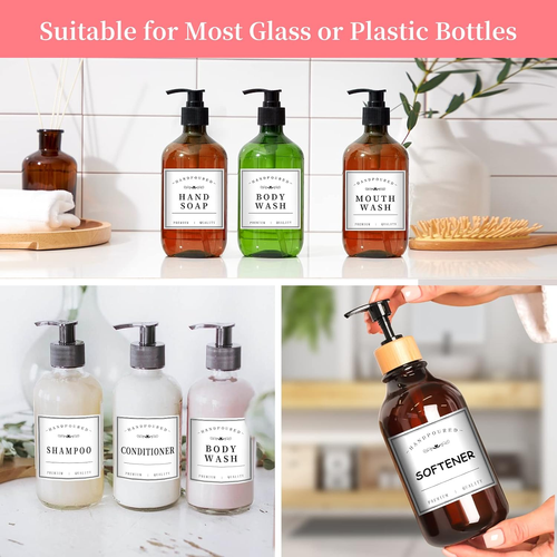 24PCS Bathroom Labels for Soap Dispenser, Bottle Labels for Hand Soap Mouthwash - Picture 4 of 7