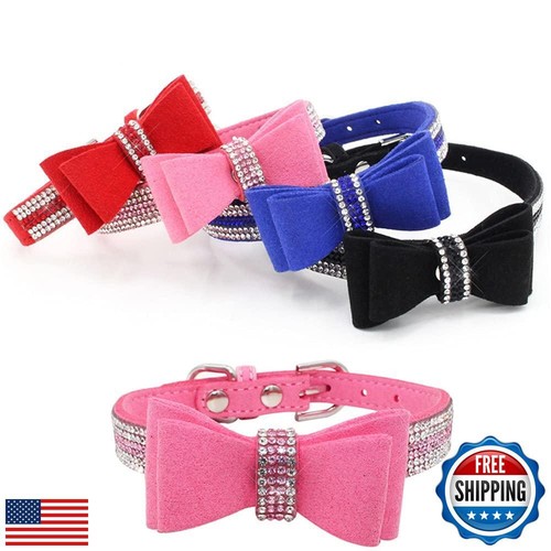 Dog Collar with Bowties for Small Dogs,Rhinestone Bling Diamond Sparkly Cryst - Bild 3 von 5