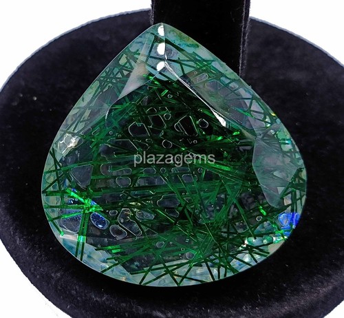 Green Rutilated Quartz 162 Ct Certified Pear Cut Loose Gemstone 39x40mm 4OUK - Picture 2 of 8