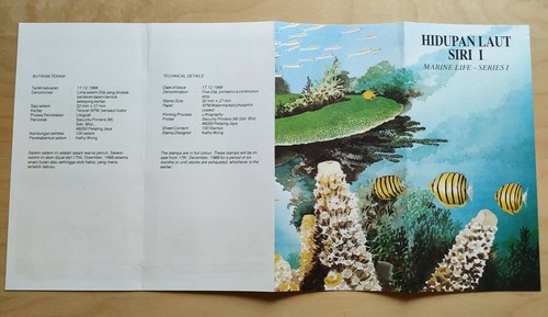 1988 Malaysia Marine Life 1st Series Fish Coral Stamps & MS FDC pair (Melaka) - Picture 5 of 6