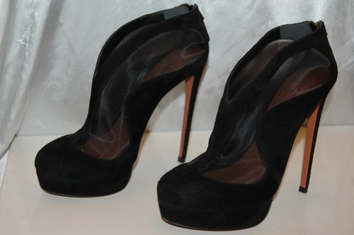 39.5/8.5❤️$1650 ALAIA BLACK SUEDE Leather MESH HIGH HEEL PLATFORM ANKLE BOOTS - Picture 6 of 12