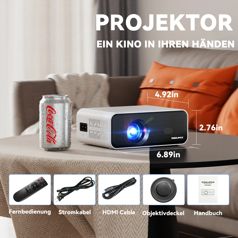 4K Projektor 12000LMS 1080P HD Smart Beamer Android WiFi Heimkino HDMI Bluetooth - Bild 2 von 4