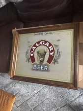 1980s Calgary Beer Mirror Stampede Imported Canada 22” Rare Vtg Buffalo Logo