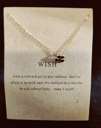 Wish- Clover Pendant Necklace - Gold color- 17-19" (12283) - Picture 3 of 3