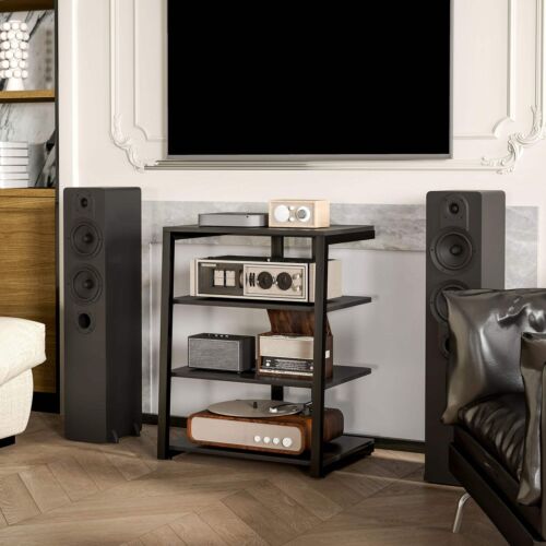 HOMCOM HiFi Stand, with Four Storage Shelves - Black - Picture 8 of 9