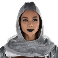 Metallic Silver Hood Chainmail Unisex Headwear Medieval Armor