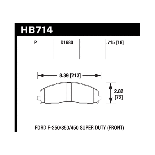 Hawk HB714P.715 SuperDuty Truck Front Brake Pads for 13-19 Ford F-250 Super Duty - Picture 4 of 4