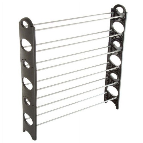 Home 6-Tier Stackable Shoe Rack Shoe Storage Organizer Holds 24 Pairs Black - Picture 2 of 4