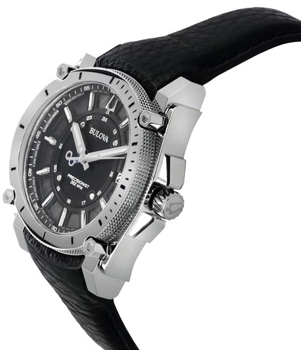 Bulova Icon Precisionist Leather Strap Grey Dial Quartz 96B416 100M Men's Watch - Picture 3 of 4