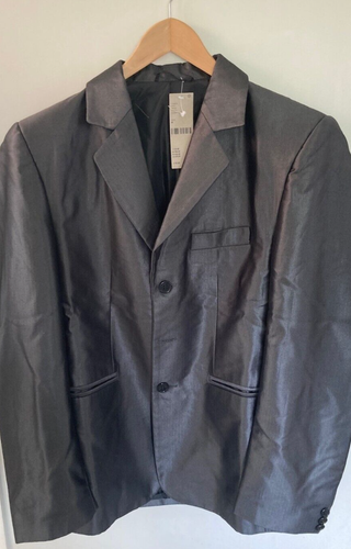 Urban Outfitters Grey Urban Renewal Vintage Shiny Oversized Blazer Size M BNWT - Picture 3 of 7