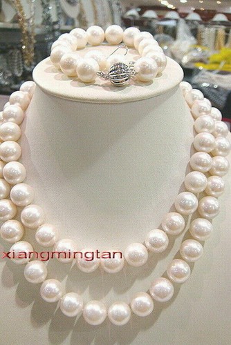 AAAAA long 36"10-11mm south sea white pearl SETS necklace bracelet earring 14K - Picture 5 of 5