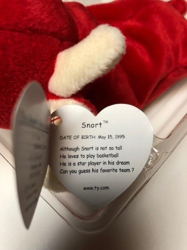 TY Snort Beanie Babies 1995 NO TUSH TAG with STITCHING ERROR RARE RARE - Bild 11 von 11