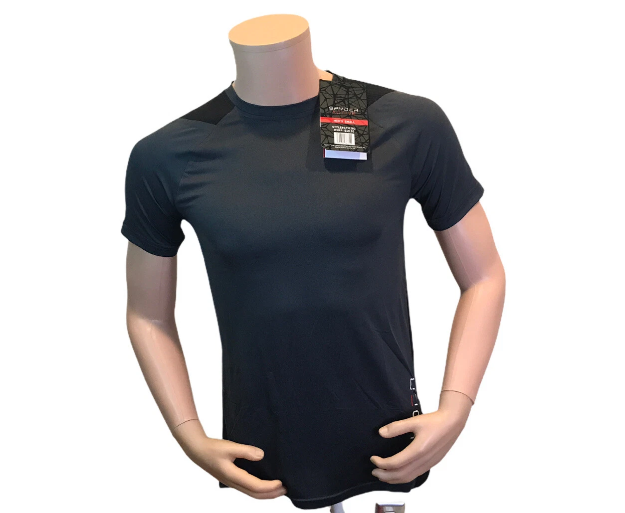 Spyder Active Men's T-shirt Breathable Quick Dry Stretch Gray Black Sm SPM202