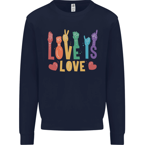 LGBT Sign Language Love Is Gay Pride Day Kids Sweatshirt Jumper - Picture 3 of 77