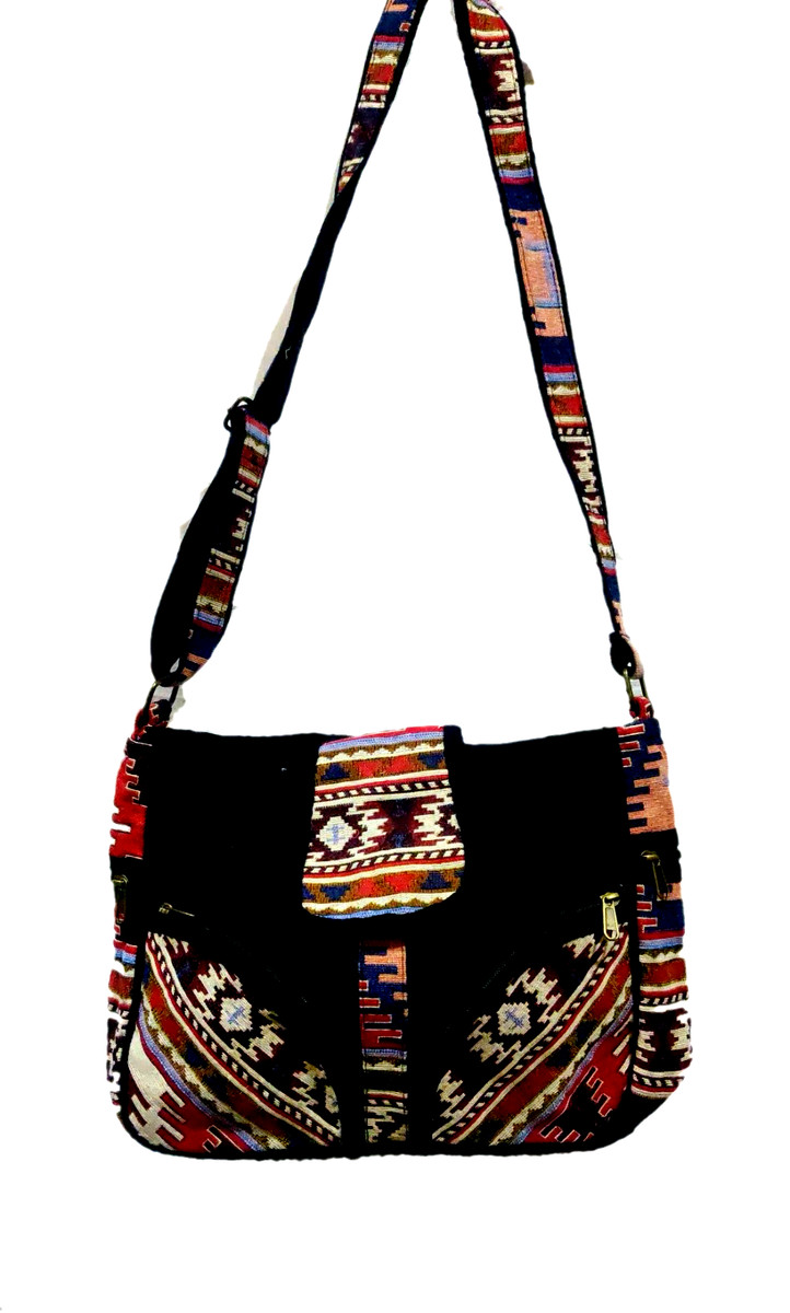 Red Cotton Eco Crossbody Shoulder Bag Hobo Casual Travel Hippie
