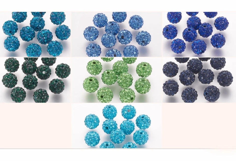 MARKENLOS 5St. 10mm Perlen Strass Grade A Polymer Clay Rhinestone Beads Crystal Shamballa