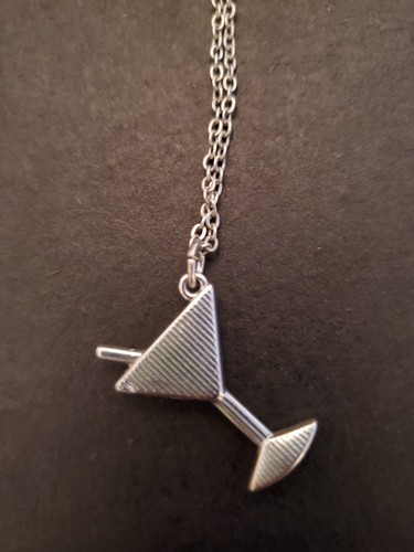 Jewelry, Costume, Necklace, Martini Glass, Silver, Adjustable chain - Picture 3 of 3