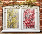 3D Goldenes Blatt C198 Fenster Film Drucken Aufkleber Haftendes Buntglas UV Zoe