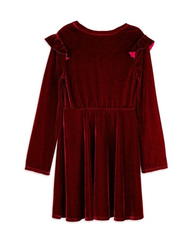 NWT Girls 7-8 Amy Byer Red Long Sleeve Velvet Dress with Necklace - Picture 2 of 3