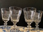New ListingVintage Etched Crystal Wine Glasses | Leaf & Berry Design | Set of 4 Elegant Mid