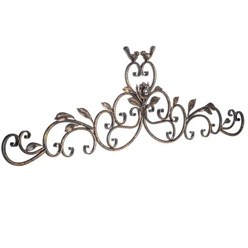 Large Metal Scrolls Wall Decor Leaf Vines Love Birds Heart Flower 35.25 inch - Picture 2 of 5