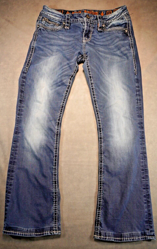 Rock Revival Jeans Victoria Easy Boot Womens 28 (30x28) Embroidered Distressed - Picture 3 of 12
