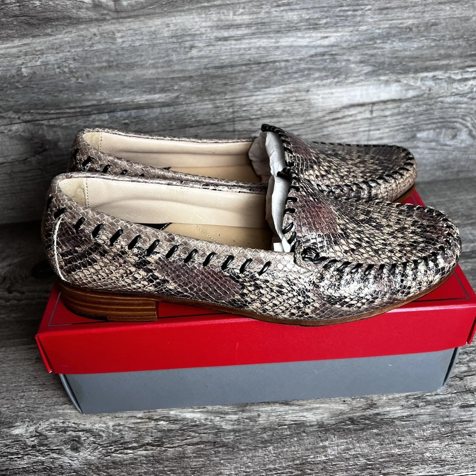 Zapatos mocasín Johnston & Murphy para mujer 7,5 M Whipsti piel de serpiente NUEVO Foto 2 de 4