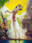 Egypt dance girl woman pyramid W. Soare Tile Mural Backsplash Art Marble Ceramic
