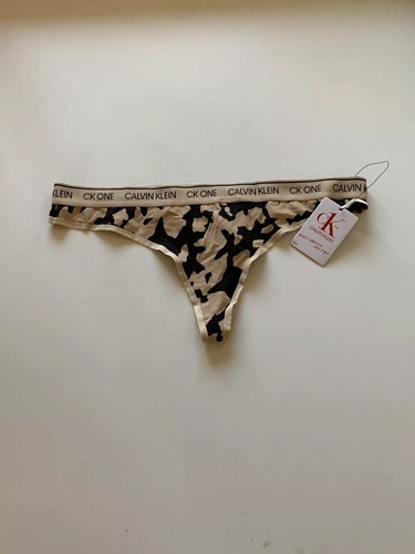 CALVIN KLEIN Women's Sz XL CK One Cotton Thong Underwear QF5733 Cutout Khaki - Picture 3 of 6
