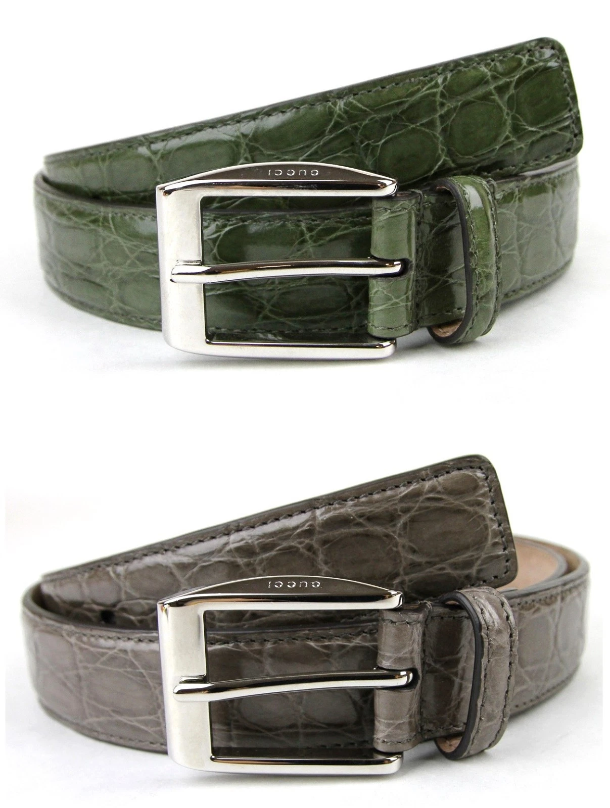 Ceinture crocodile homme GUCCI NEUVE avec boucle carrée classique 336831 e710n
